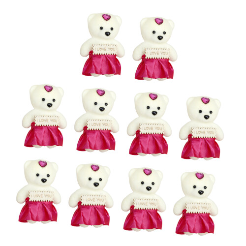 10PCS Beflockung Schaum Bär Plüsch Puppe Tier Figur-Rosenrot