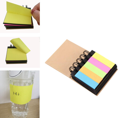 Twin Coil Binding Note Pad Fluorescent Color Label Sticker-2pcs 2