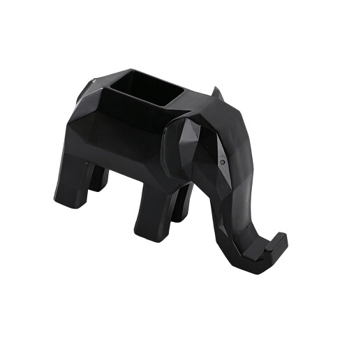 Geometric Elephant Pencil Stand With Phone Stand-Black