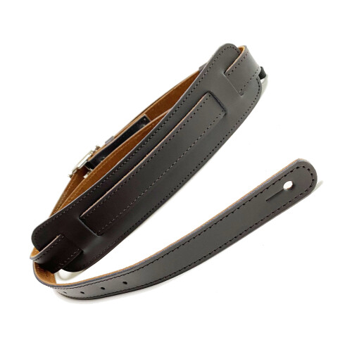 Sangle de guitare réglable en cuir PU, sangle-marron foncé