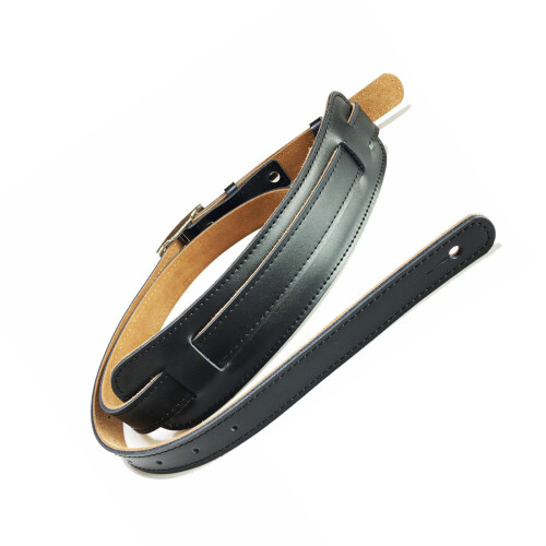 PU Leather Guitar Strap Anti Falling Shoulder Belt-black yellow