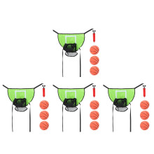 4Sets Portable Trampoline Basketball Hoop Game Set with Pump and Balls