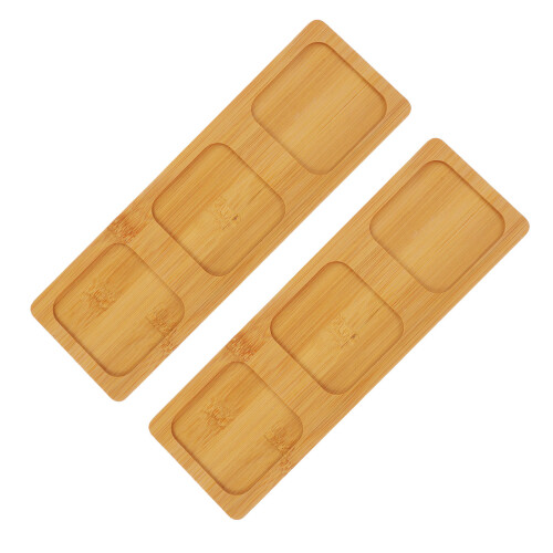 2Pcs Slip-Resistant Bamboo Board Beige Tray