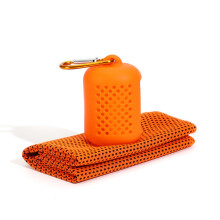 Quick Dry Cooling Towel With Silicone Storage Case-Orange