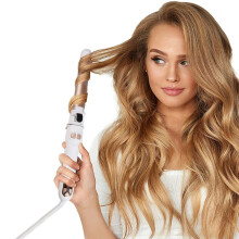 Elektrischer Lockenstab mit automatischer Drehfunktion, 32 mm, Weiß, für definierte Locken und sanftes Styling