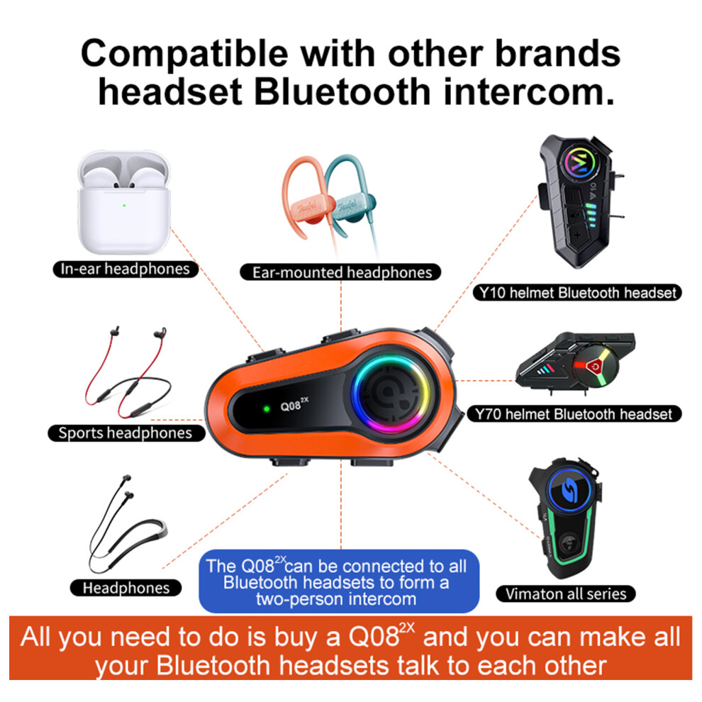 Q082x Bt 5.0 Helmet Intercom For 2 Riders 7340572478573