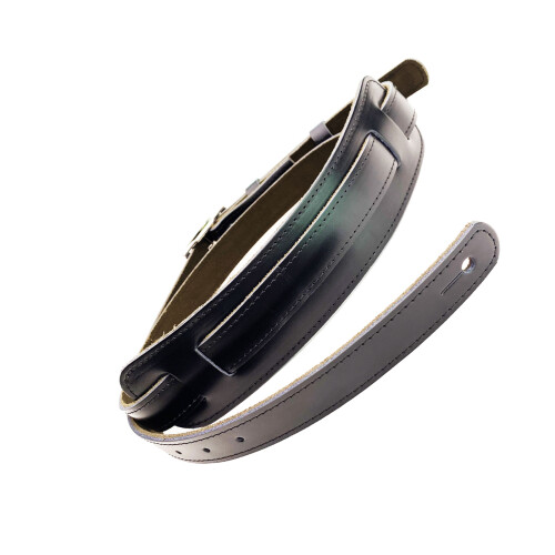 PU Leather Guitar Strap Anti Falling Shoulder-Black dark green