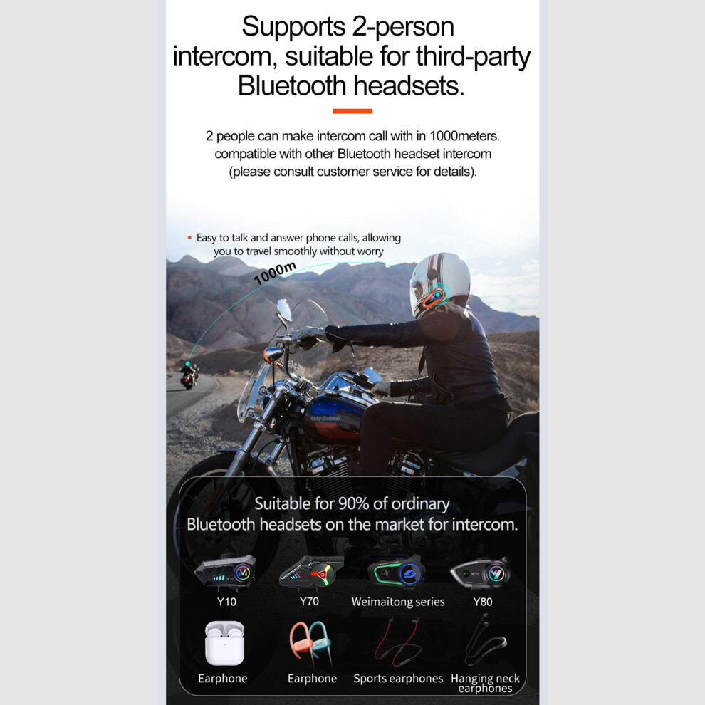 1000M Motorcycle Intercom Headset Bt 5.0 7340572495846