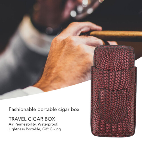 Leather 3 Finger Cigar Humidor Case 2