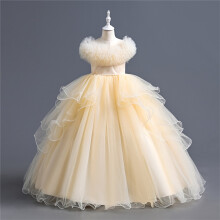 (Champagne color, 120) Girls' dress cross-border new style princess dress fashionable children's clothing long skirt children's dress women