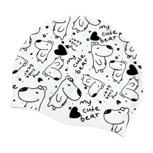 Skin Friendly Silicone Swimming Cap Fun Pattern-Milky white b