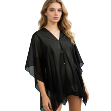 Châle décoratif réversible pour épaules, drapé doux, étole-Noir