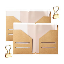 Kraft Paper Filing Systems 6Pcs With Clip And Zippers Bags For