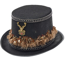 Eleganter Hirschhut mit schwarzen Federn, ideal für-Schwarz