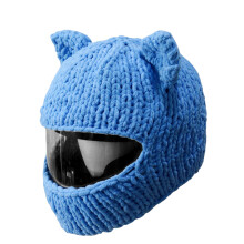 Lustige Katzen-Ohr-Helm-Staubschutz-elastische-Blau