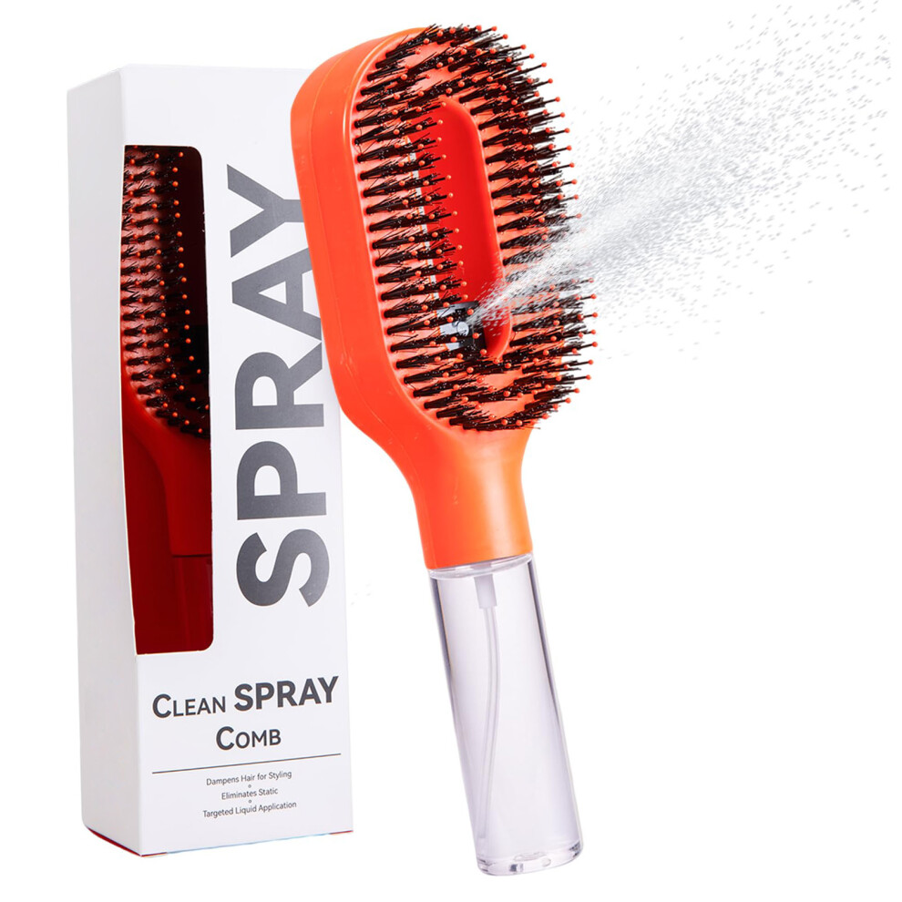 Orange Lightweight Water Sprayer Comb Detangling Brush For Easy
