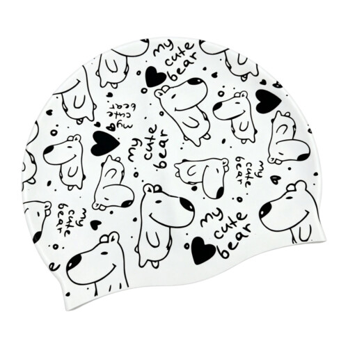 Comfortable Fit Silicone Swimming Cap With-Milky white b