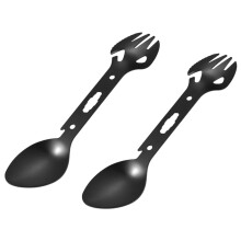 RVS Spork Camping Gebruiksvoorwerpen met Lepel Vork Fles-Zwart 2