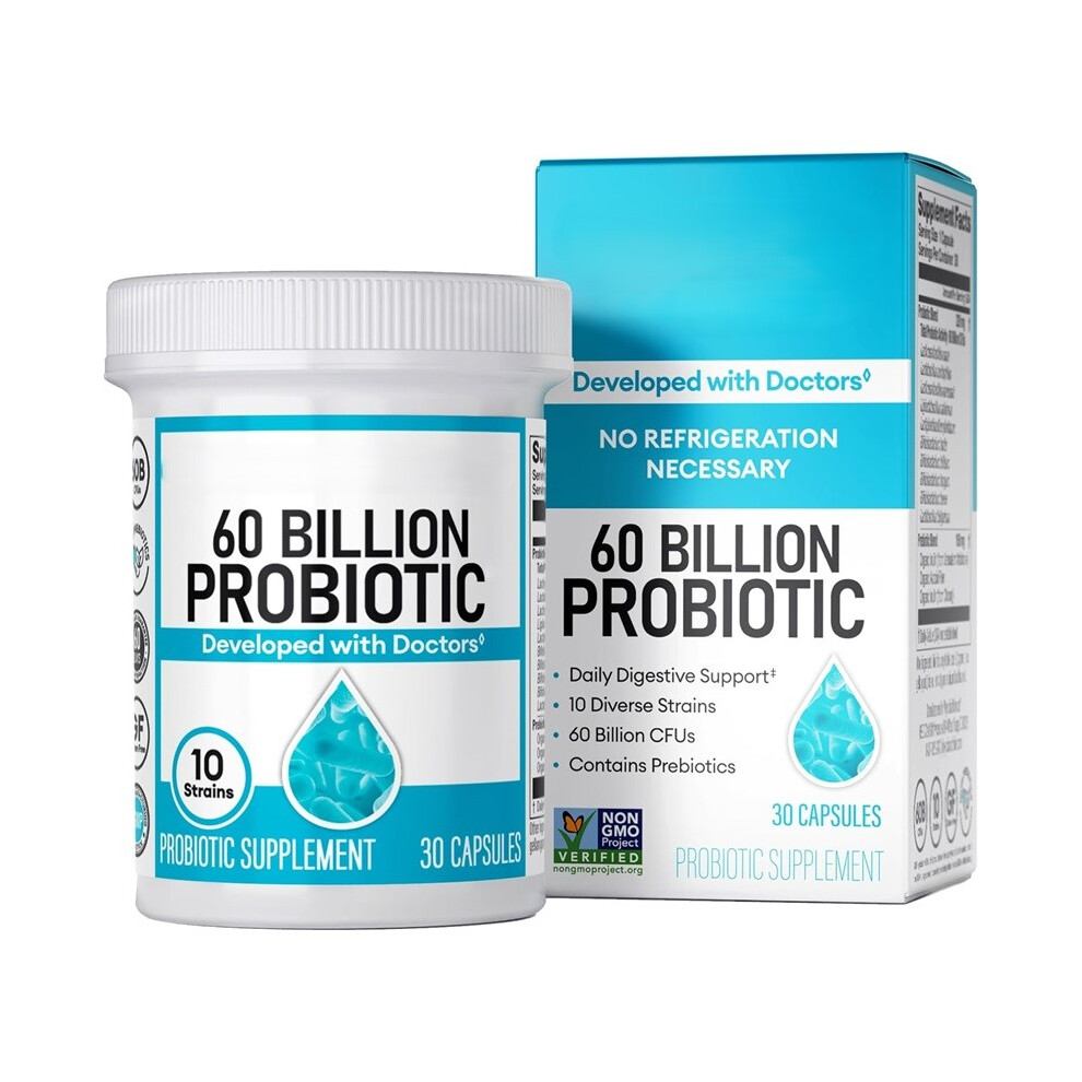(1pc) Probiotics 60 Billion CFU-10 Strains Organic Prebiotics-Immune,Digestive&Gut Health-for Women&Men-30ct