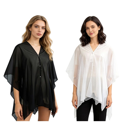 Reversible Wedding Shoulder Wrap Decorative Shawl-Black 1