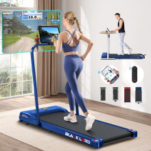 (Blue w/ Handle) BLACK LORD Treadmill Shock Absorbers Under Desk Walking Pad Remote Home