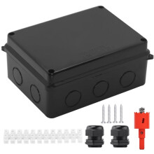 Electrical Box, Outdoor Waterproof Box IP65 Junction Box with Reserved Holes,Project Box Power Cord Enclosure Black
