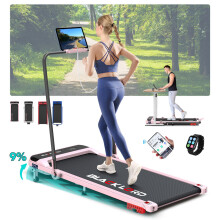 (Pink w/ Handle) BLACK LORD Treadmill Incline Shock Absorbers Walking Pad Home Fitness