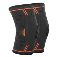 Knieschutz L Orange Fitness Kompression Paar