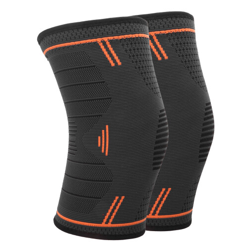 Fitness Knieschutz 2er L Orange elastisches Paar