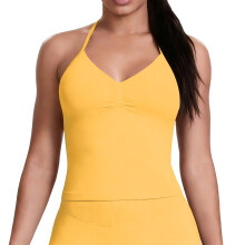 Women’s Longline Strappy Sports Bra Workout Top with-Yellow XL