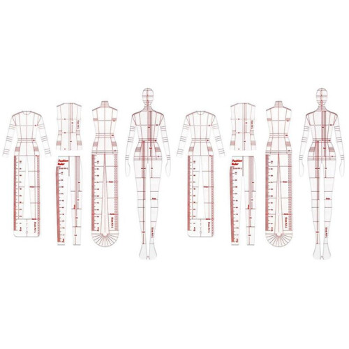 Fashion Illustration Ruler Sketch Template Sewing Ruler Humanoid Pattern Measuring Clothes,A