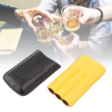 Leather 3-Slot Cigar Holder Cutter Pocket