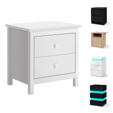 (White) ELFORDSON Bedside Table 2 Drawers Storage Wood Small Nightstand Cabinet Bedroom