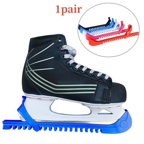 1Pair Ice Skates Skating Blades Protector Shoes Guards Practical Covers Adjustable Protective Case Blade Sleeve-Black
