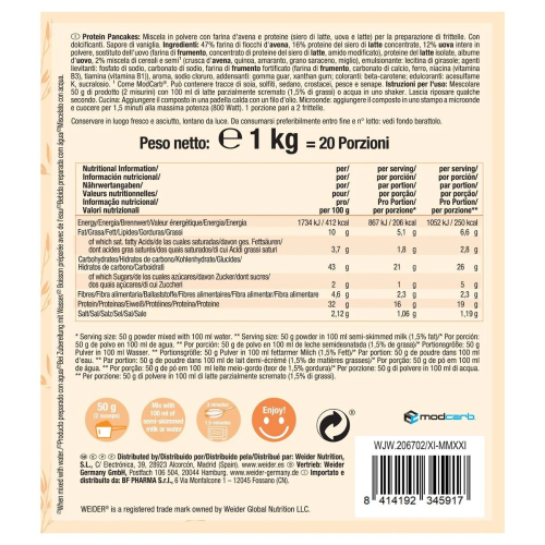 Weider Protein Pancake Mix Vanilla Flavour - 1kg 1