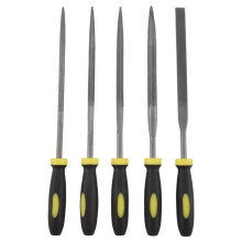 Small Hand Metal File Set, 6.3In, 5Pcs, Strength Alloy Steel Needle Files Round, Bi Half-Round, Flat, Square, Triangular