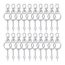 50 Pieces Metal Swivel Clasps Lanyard Snap Hook Lobster Claw Clasp and Key Rings Keychain with 11mm Screw Eye Pins