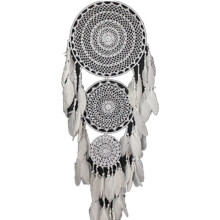 Extra Large Boho Dream Catcher with 3 Circles White Feather Macrame Hanging for Wedding Home Decorations 127 cm Long