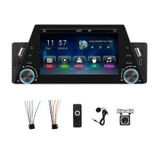 Bilradio Single Din 5-Tums Pekskärm Bilstereo med CarPlay Android Auto Mirror Link FM USB SWC Backup-Kamera