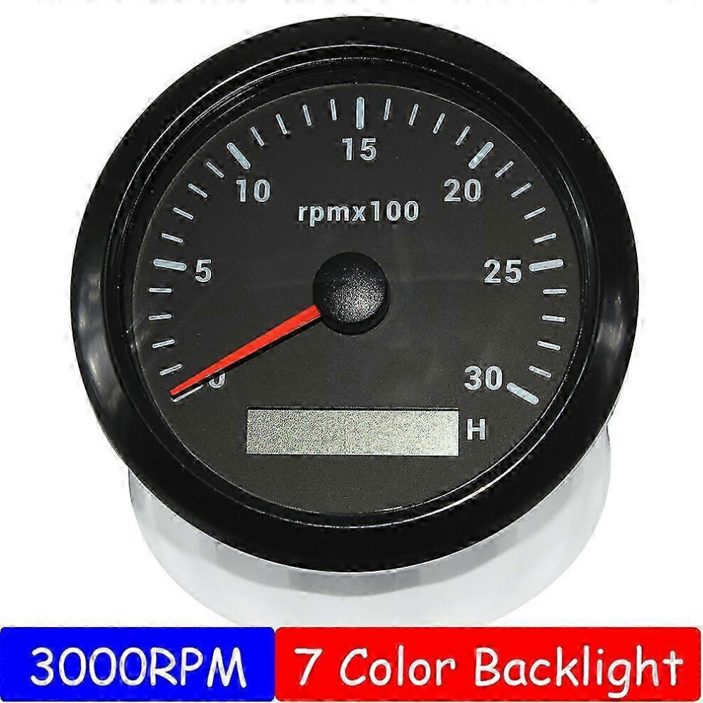 85Mm Diesel Engine Tachometer 3000/4000/6000/8000 Rpm Gauge Rev Counter With Digital Hourmeter 7 Color Backlight 12V 24V Edition 0922 6900003533526