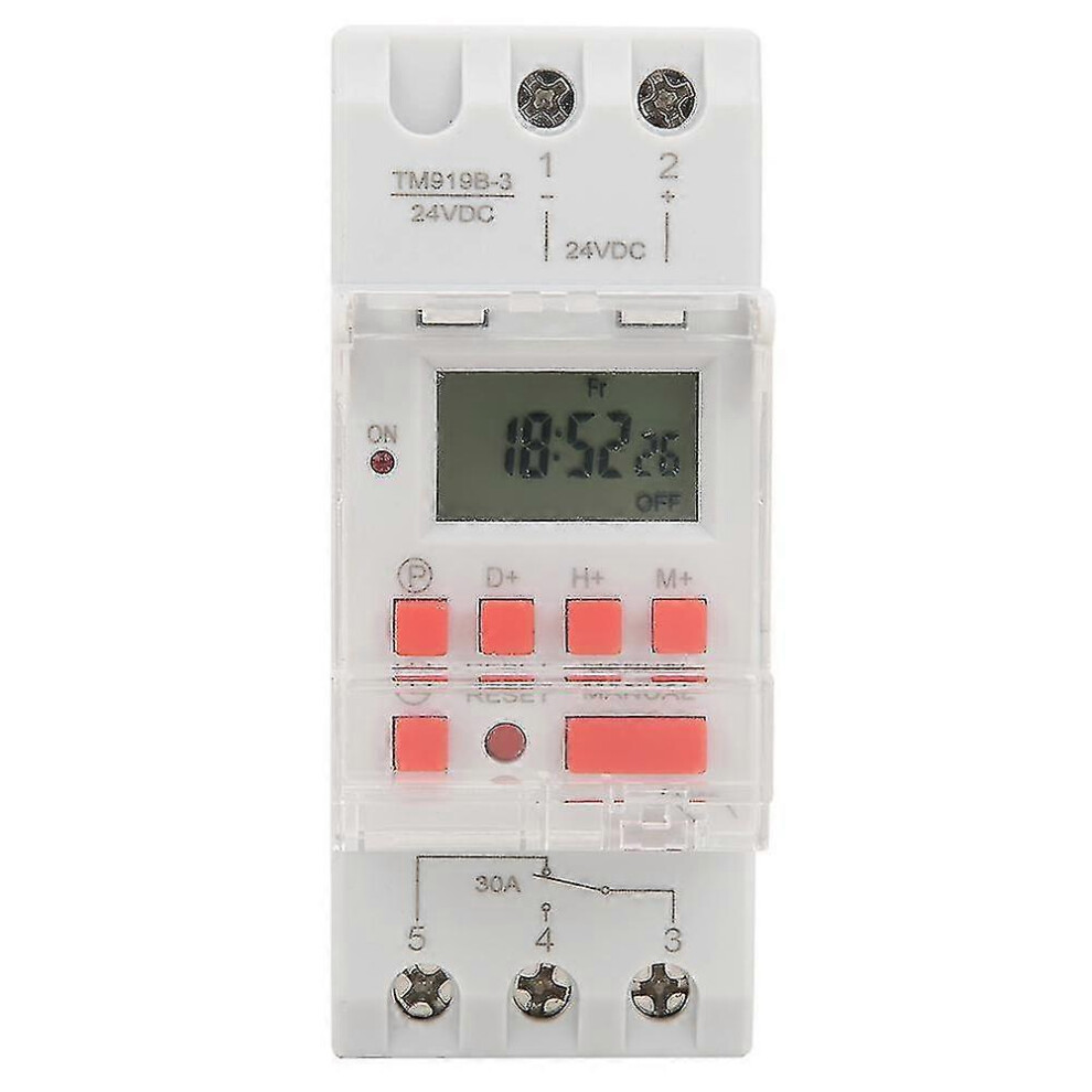 Timer Switch, Dc 24V 30A Weekly 12/24Hrs Timer Switch Lcd On Off Control Programmable Time Relay 6900003535940
