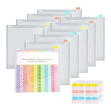Aufbewahrungsorganisator für Sammelalbumpapier mit 60 Selbstklebenden Registerreitern, 10Er-Pack Papieraufbewahrungstasche Aus Kunststoff zum