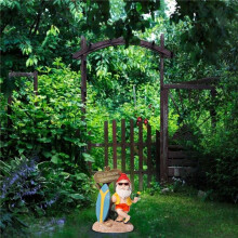 Resin Funny Gnome Figurines with Surfboard Welcome Sign It's 5 O'Clock Somewhere Statue for Home Garden Yard Decoration