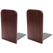 Fermalibri In Legno 2 Pezzi con Base In Metallo Resistente In Noce Nero con Supporto Antiscivolo per Desktop o Scaffali per Ufficio