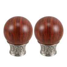 2Pcs Decorative Brown Wood Curtain Rod End Caps Vintage Style