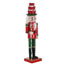 Red Wooden Nutcracker Soldier Candy-Themed Festive Decor Figurine