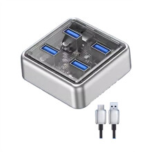 Transparent Usb C Hub 4 Port Expansion with Power Supply Interface Usb 3.2 Protocol High Speed Transmission OTG Dapter