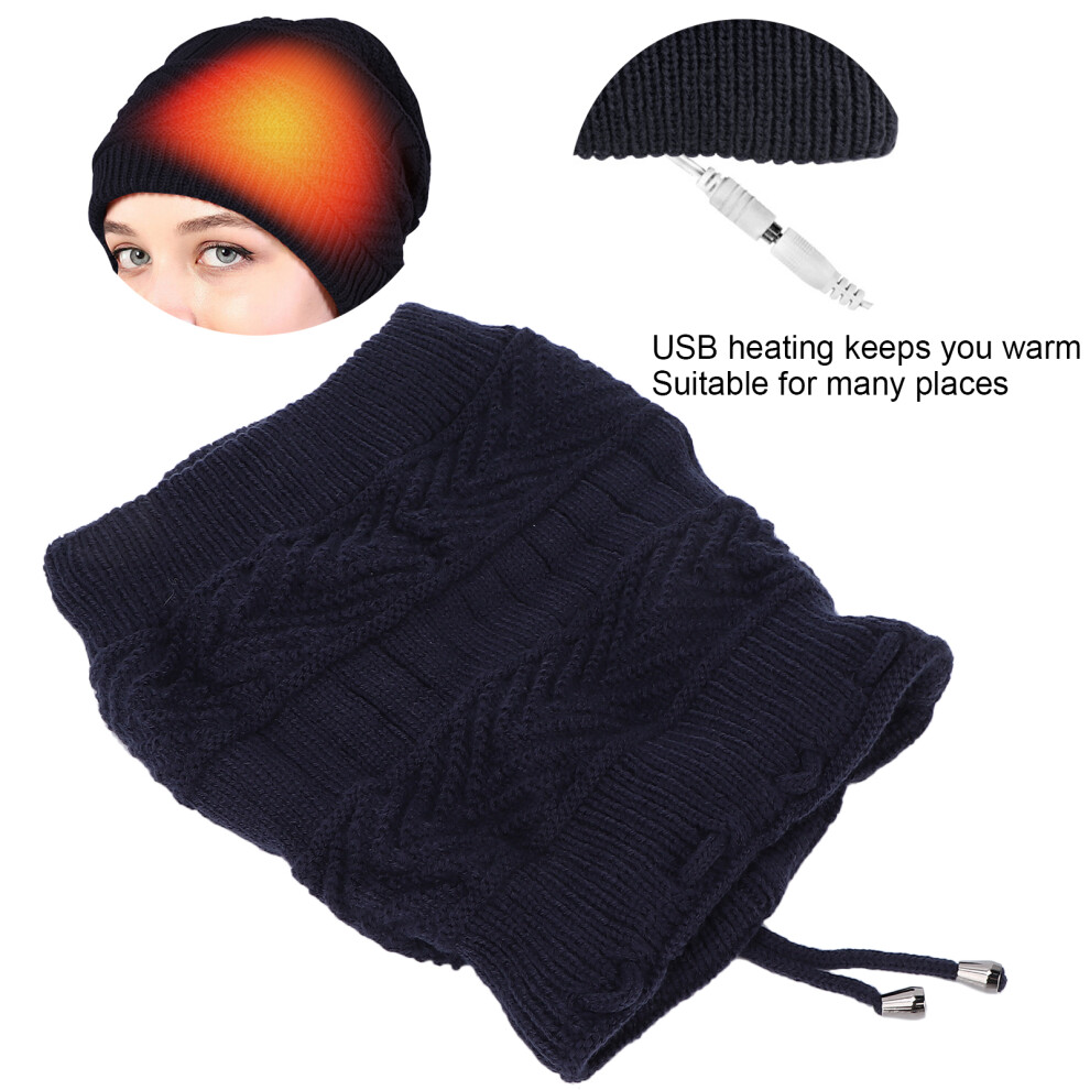 USB Heated Beanie Hat Knitted Dual-Purpose