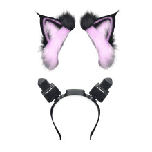Electric Animal Ear Headband Cosplay Party-Black and purpl ear