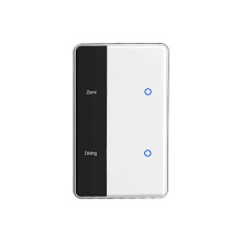 Interruptor de Nombre DIY TUYA Zigbee Interruptor de Pantalla Táctil Inteligente de 2 Bandas Tipo EE. UU. Funciona con Tuya Alexa Control de Voz de